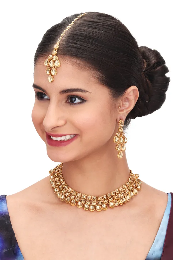Antique_Coin_Chain_Necklace_With_Earrings_For_Women_|_Golden