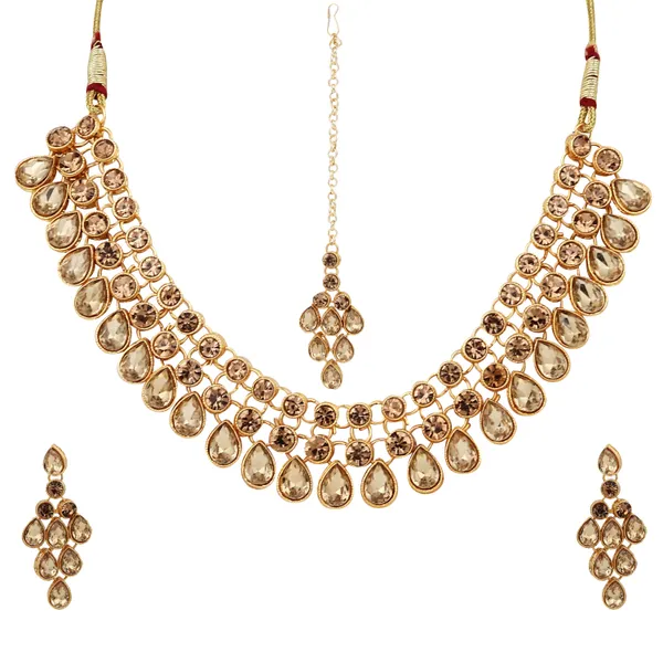 Antique_Coin_Chain_Necklace_With_Earrings_For_Women_|_Golden