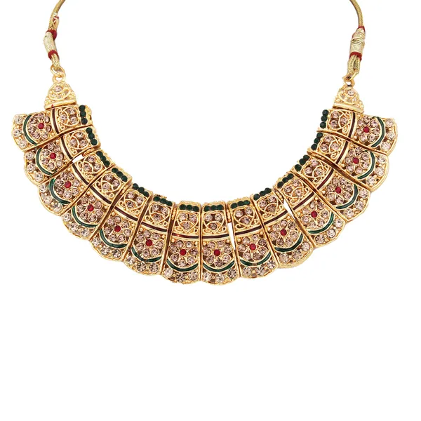 Antique_Finish_Charm_Necklace_With_Earrings_For_Women_|_Golden