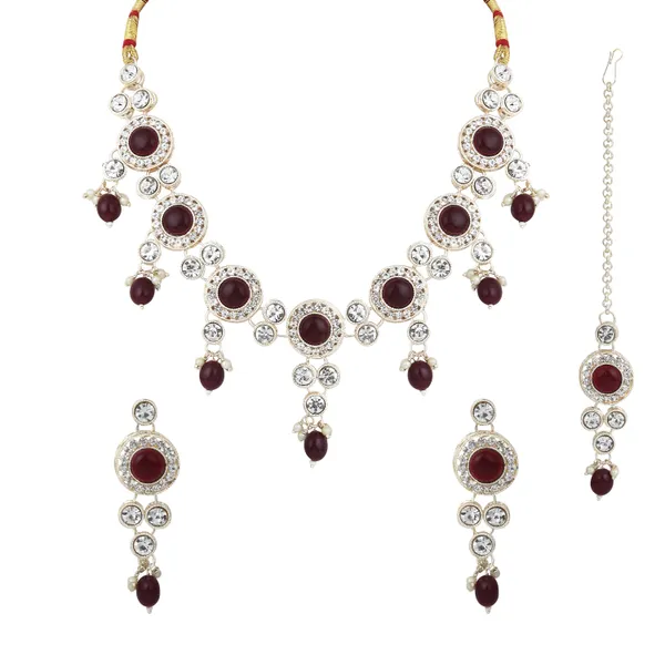 Antique_Chain_Necklace_With_Earrings_For_Women_|_White