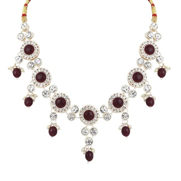 Antique_Chain_Necklace_With_Earrings_For_Women_|_White