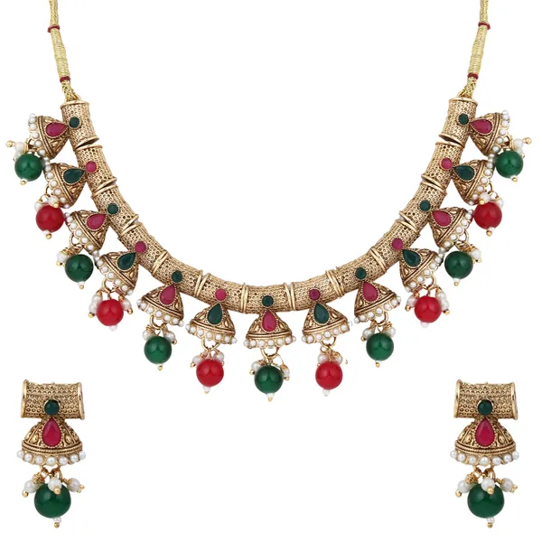 Antique_InspiLocket_Necklace_With_Earrings_For_Women_|_Golden