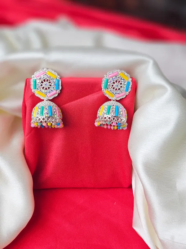 Antique_Jhumka_Earrings_For_Women_|_White