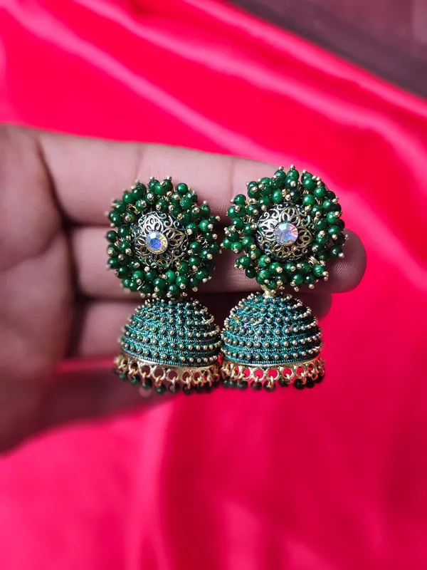 Antique_Jhumka_Earringss_For_Women_|_Blue_&_Green