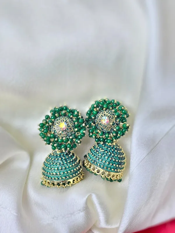 Antique_Jhumka_Earringss_For_Women_|_Blue_&_Green