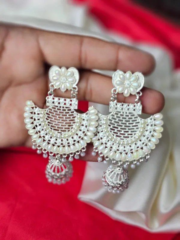 Antique_Jhumka_Earrings_For_Women_|_White