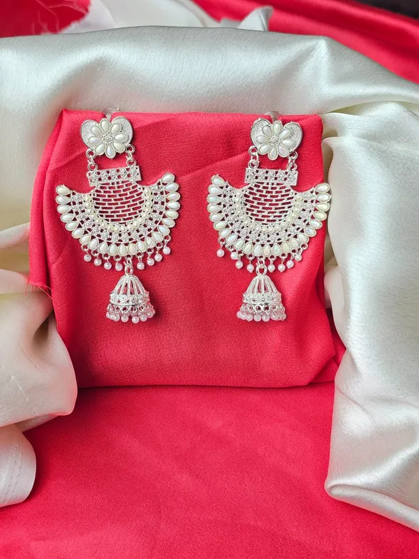 Antique_Jhumka_Earrings_For_Women_|_White