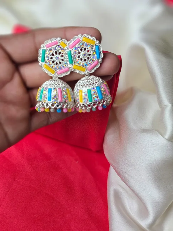 Antique_Jhumka_Earrings_For_Women_|_White