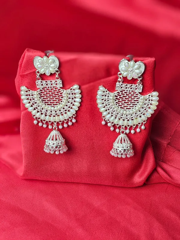 Antique_Jhumka_Earrings_For_Women_|_White