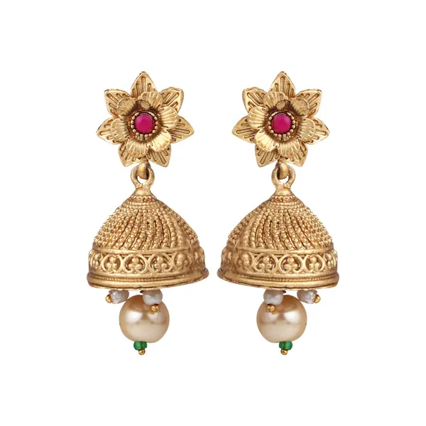 Antique_Pendant_Necklace_With_Earrings_For_Women_|_Golden