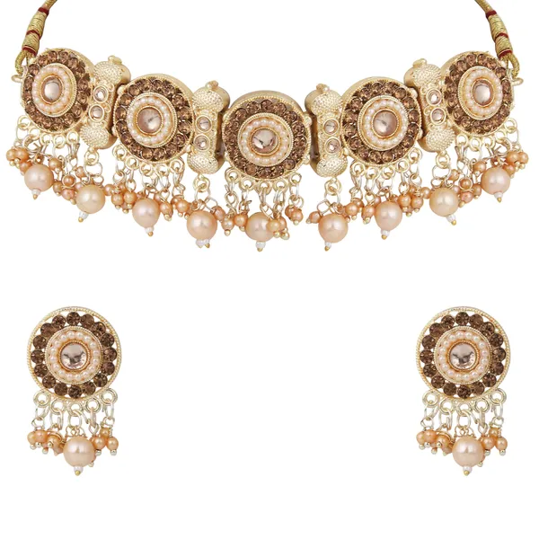 Antique_Pearl_Pendant_Necklace_With_Earrings_For_Women_|_Golden