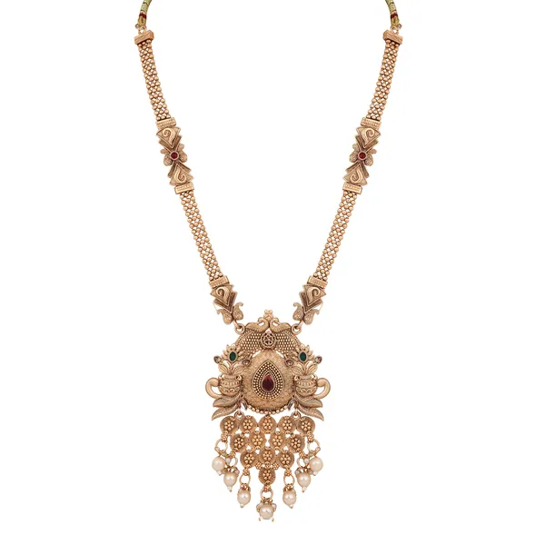 Antique_Shell_Pendant_Necklace_With_Earrings_For_Women_|_Golden