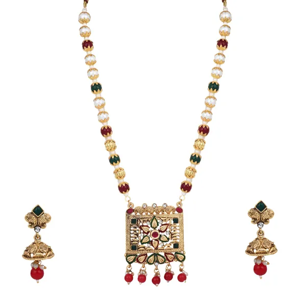 Royal_Emerald_Pendant_Necklace_With_Earrings_For_Women_|_Golden