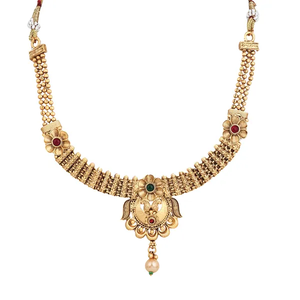 Gold-Plated_Chain_Necklace_With_Earrings_For_Women_|_Red