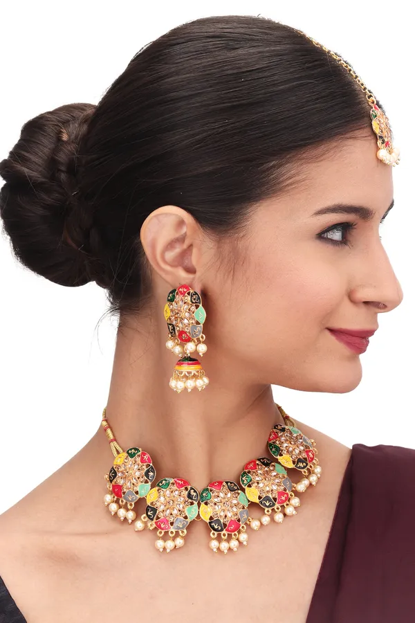 Royal_Ruby_Pendant_Necklace_With_Earrings_For_Women_|_Golden