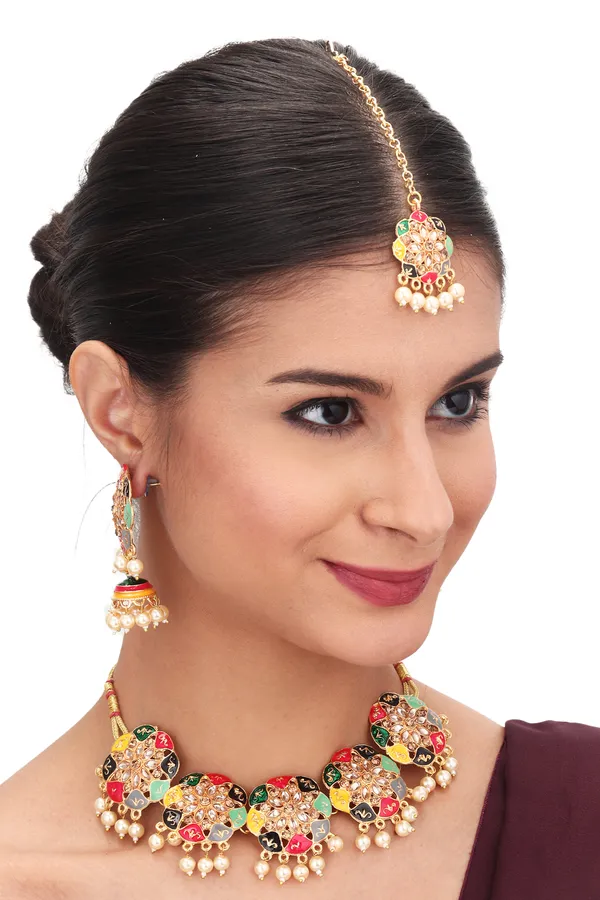 Royal_Ruby_Pendant_Necklace_With_Earrings_For_Women_|_Golden