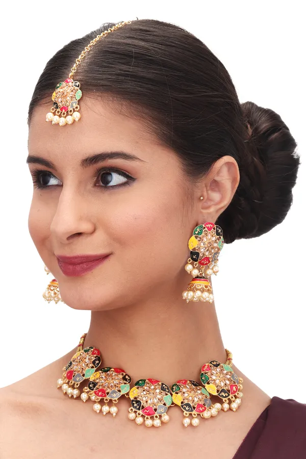 Royal_Ruby_Pendant_Necklace_With_Earrings_For_Women_|_Golden