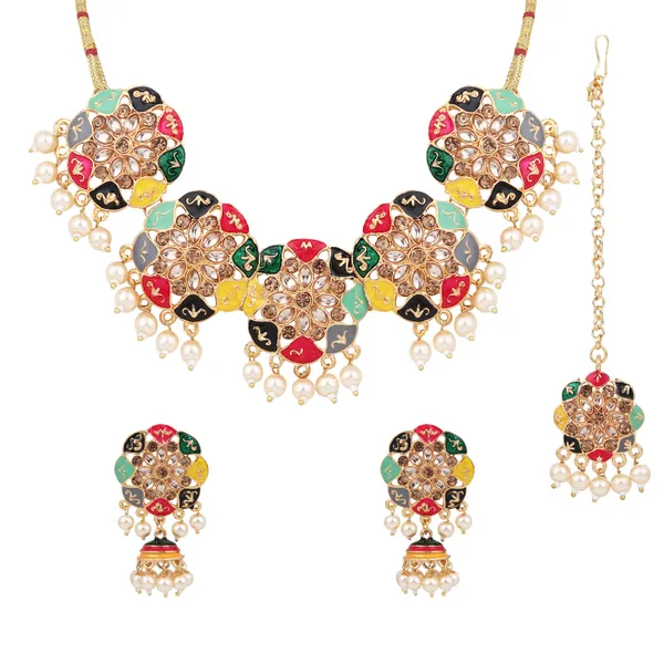 Royal_Ruby_Pendant_Necklace_With_Earrings_For_Women_|_Golden