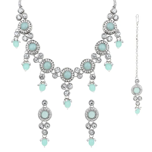 Royal_Sapphire_Chain_Necklace_With_Earrings_For_Women_|_Silver