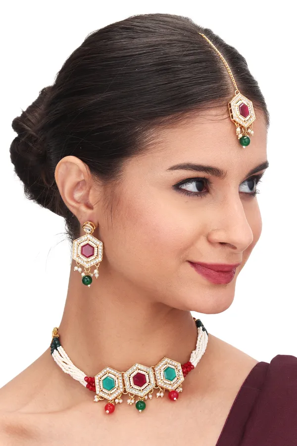 Antique_Bar_Pendant_Necklace_With_Earrings_For_Women_|_White