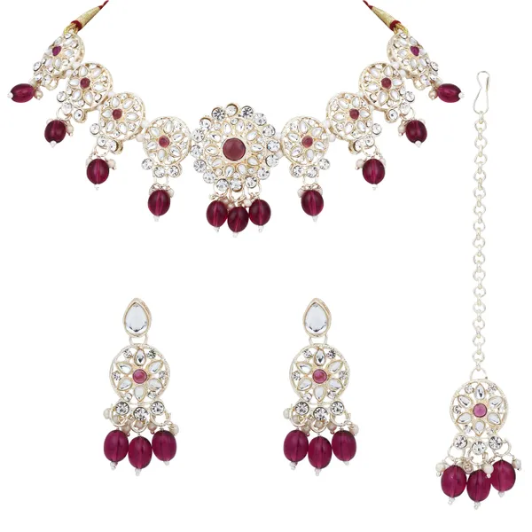 Trendy_Beaded_Necklace_With_Earrings_For_Women_|_Silver