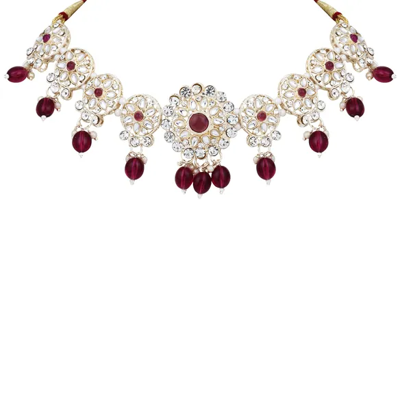 Trendy_Beaded_Necklace_With_Earrings_For_Women_|_Silver