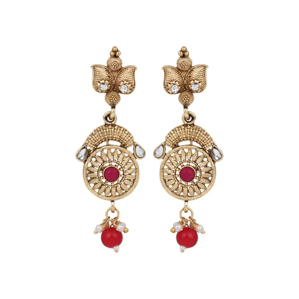 Antique_Pendant_Necklace_With_Earrings_For_Women_|_Golden