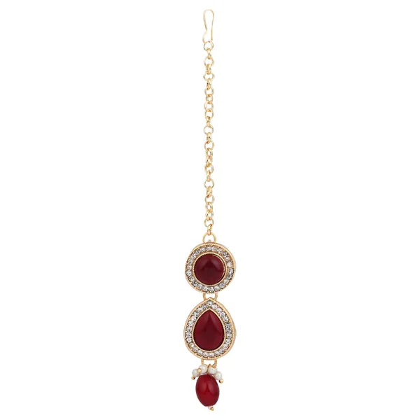 Trendy_Geometric_Pendant_Necklace_With_Earrings_For_Women_|_Red