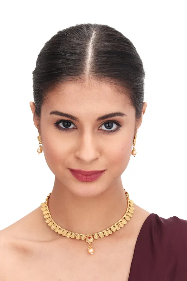 Trendy_LayeBeaded_Necklace_With_Earrings_For_Women_|_Golden
