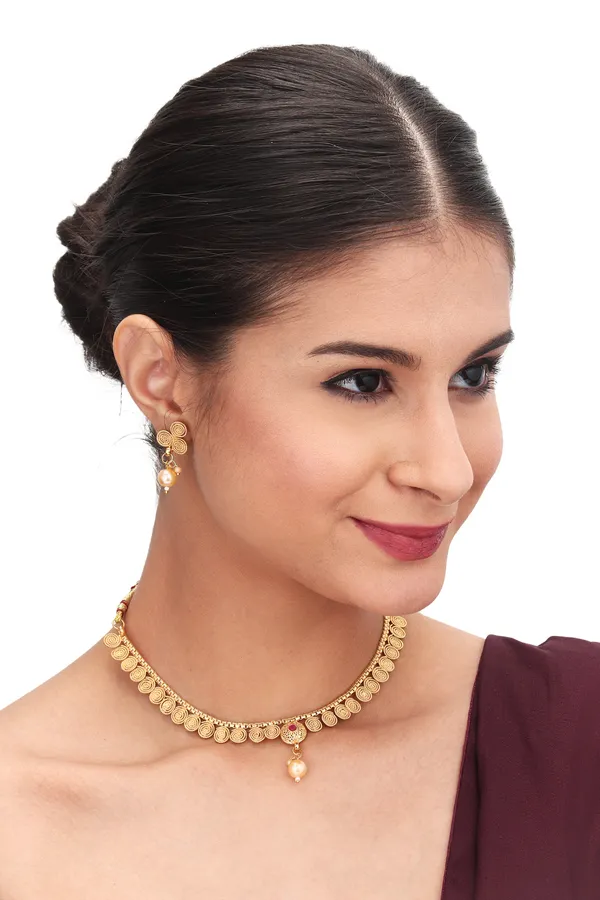 Trendy_LayeBeaded_Necklace_With_Earrings_For_Women_|_Golden