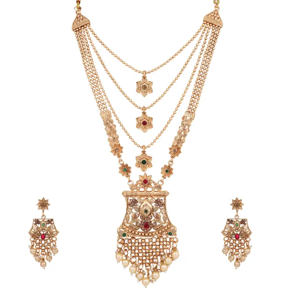 Trendy_Minimalist_Chain_Necklace_With_Earrings_For_Women_|_Golden