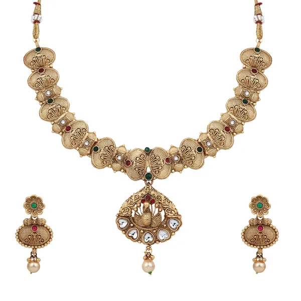 Statement_Laye_Necklace_With_Earrings_For_Women_|_Golden