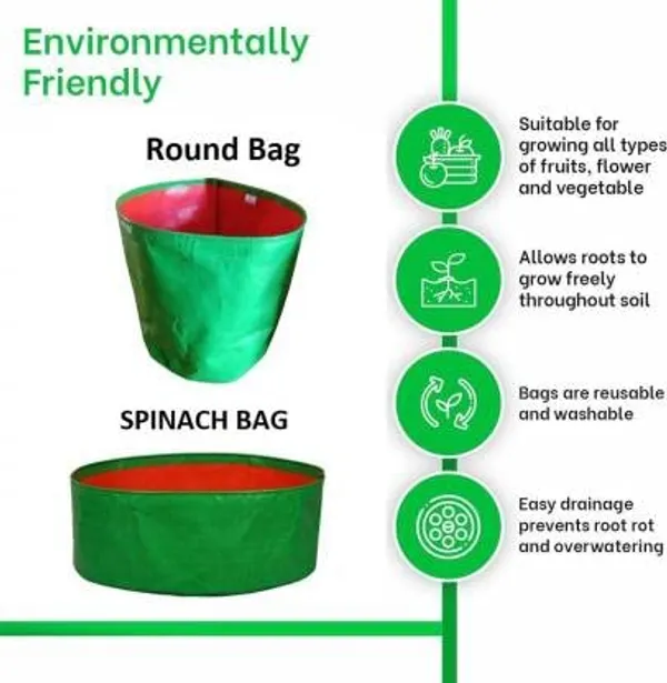 MAQ_12"x6"_Breathable_Fabric_UV_Protection_Grow_Bags_For_Terrace_Gardening_-_240_Gsm,_Specially_Designed_For_Growing_Spinach,_Mint,_Coriander,_Fenugreek,_And_More