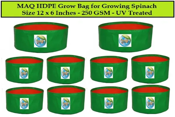 MAQ_12"x6"_Breathable_Fabric_UV_Protection_Grow_Bags_For_Terrace_Gardening_-_240_Gsm,_Specially_Designed_For_Growing_Spinach,_Mint,_Coriander,_Fenugreek,_And_More