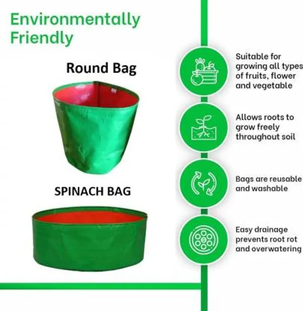 MAQ_18"x9"_Breathable_Fabric_UV_Protection_Grow_Bags_For_Terrace_Gardening_-_240_Gsm,_Specially_Designed_For_Growing_Carrot,_Radish,_Spinach,_Mint,_Coriander,_Fenugreek,_And_More