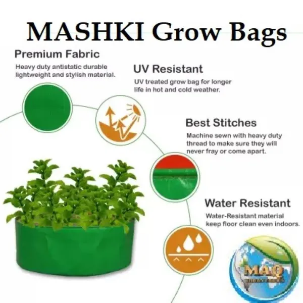 MAQ_18"x9"_Breathable_Fabric_UV_Protection_Grow_Bags_For_Terrace_Gardening_-_240_Gsm,_Specially_Designed_For_Growing_Carrot,_Radish,_Spinach,_Mint,_Coriander,_Fenugreek,_And_More