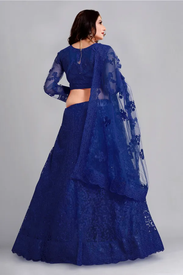 Blue_Thread_Work_Lehenga_Choli_With_Dupatta_For_Women