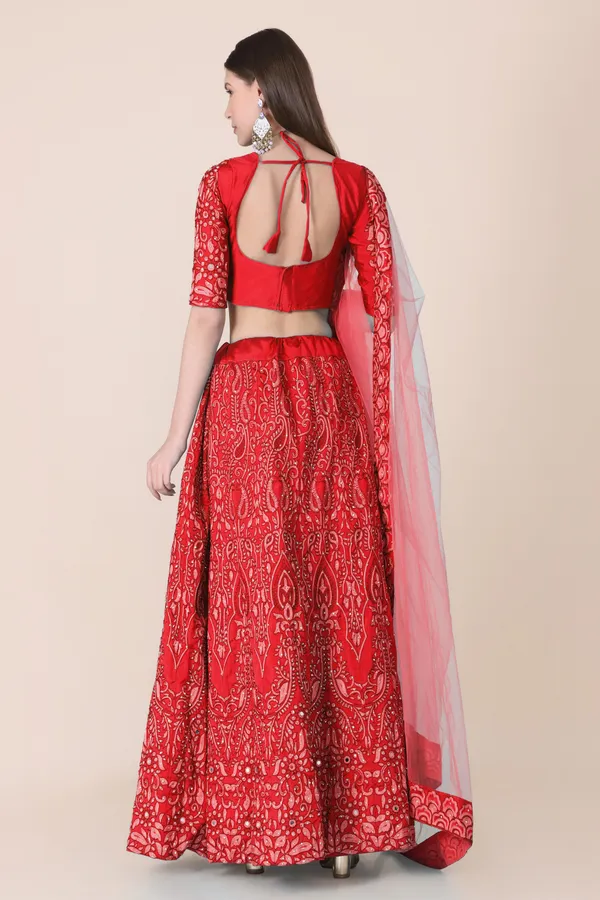 Red_Thread_Work_Lehenga_Choli_With_Dupatta_For_Women