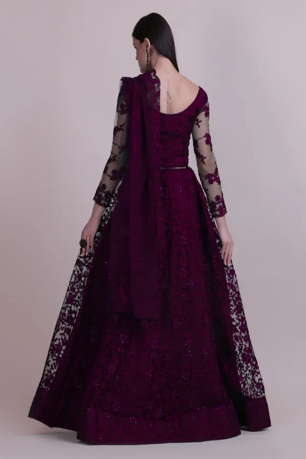 Purple_Thread_Work_Lehenga_Choli_With_Dupatta_For_Women