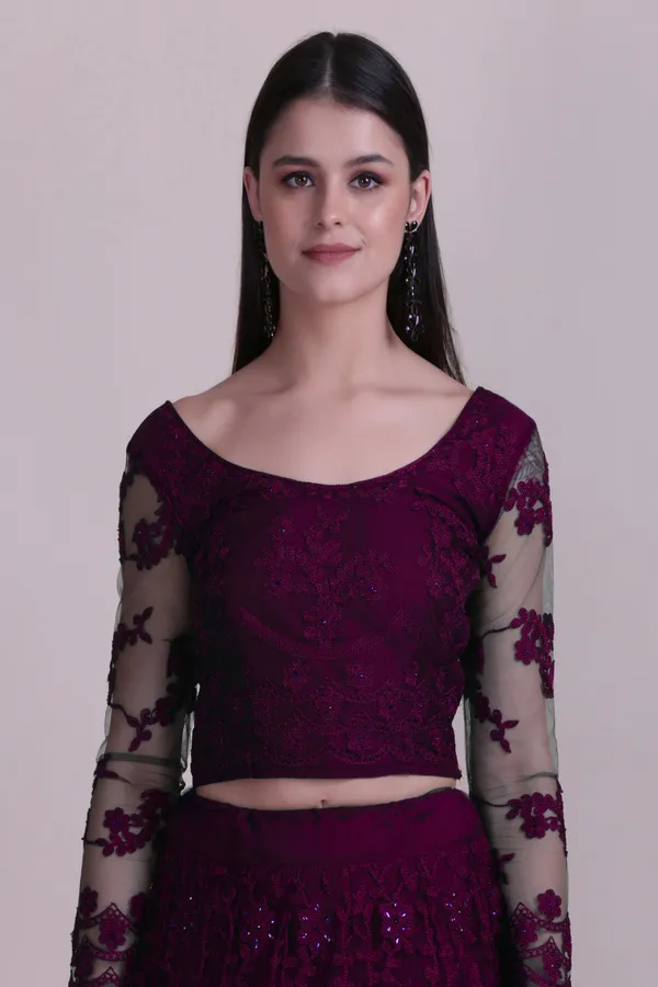 Purple_Thread_Work_Lehenga_Choli_With_Dupatta_For_Women