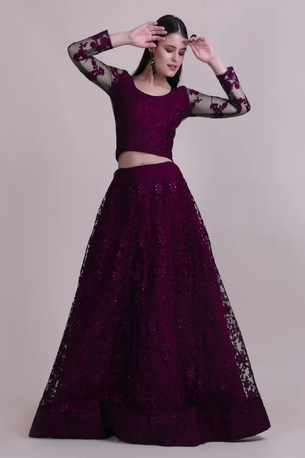 Purple_Thread_Work_Lehenga_Choli_With_Dupatta_For_Women