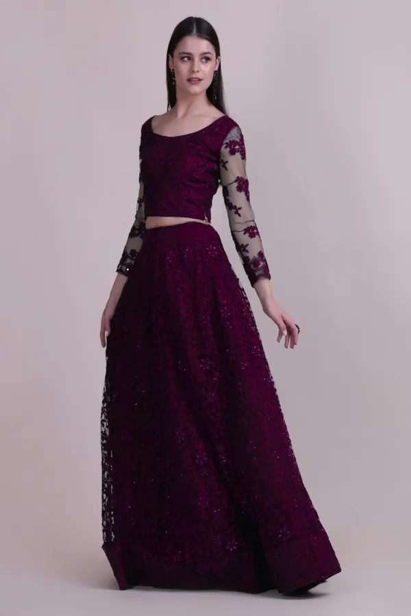 Purple_Thread_Work_Lehenga_Choli_With_Dupatta_For_Women