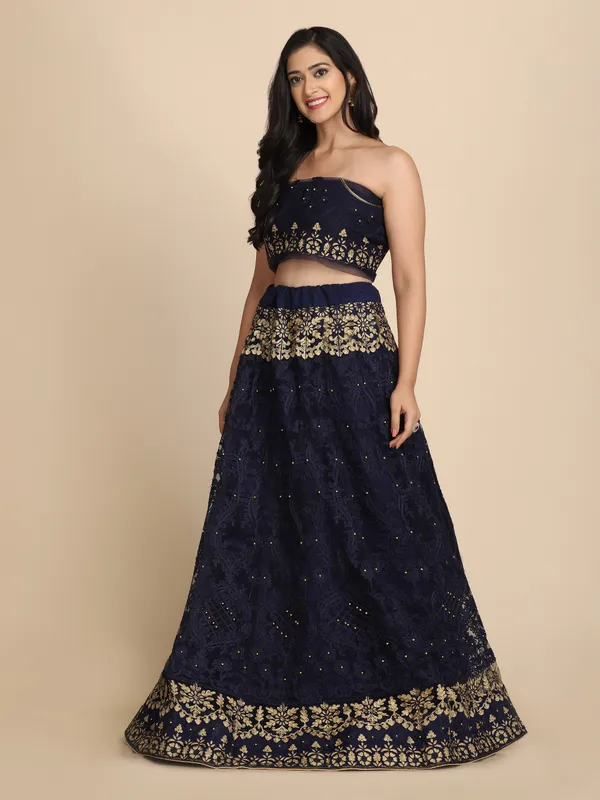 Blue_Thread_Work_Lehenga_Choli_With_Dupatta_For_Women