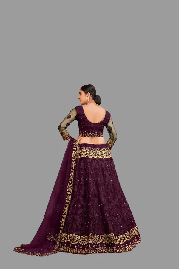 Purple_Thread_Work_Lehenga_Choli_With_Dupatta_For_Women