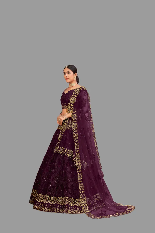 Purple_Thread_Work_Lehenga_Choli_With_Dupatta_For_Women