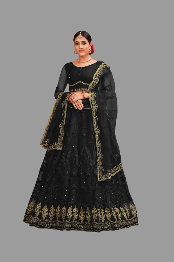 Black_Thread_Work_Lehenga_Choli_With_Dupatta_For_Women