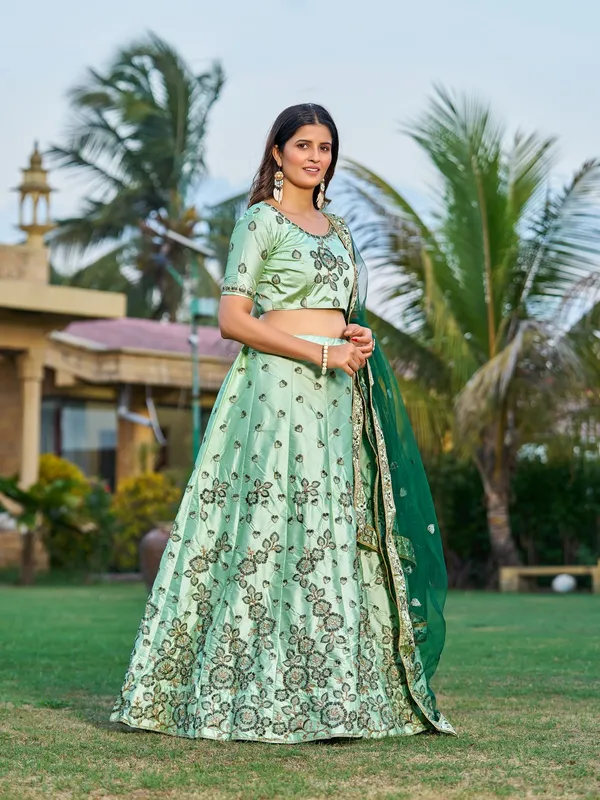 Green_Thread_Work_Lehenga_Choli_With_Dupatta_For_Women