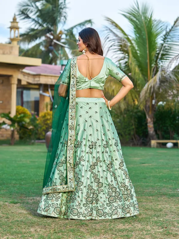 Green_Thread_Work_Lehenga_Choli_With_Dupatta_For_Women