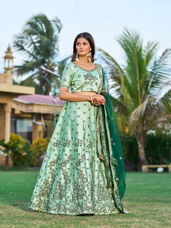 Green_Thread_Work_Lehenga_Choli_With_Dupatta_For_Women