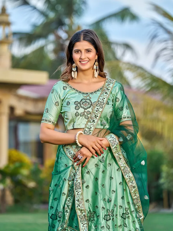 Green_Thread_Work_Lehenga_Choli_With_Dupatta_For_Women